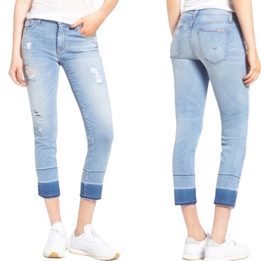 Hudson Womens Zoeey Midrise Crop Straight Light Wash Distressed‎ Size 25 Denim